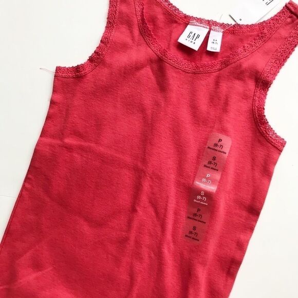 Gapkids NWT coral lace hem tank top S(6-7Y) - Picture 2 of 4
